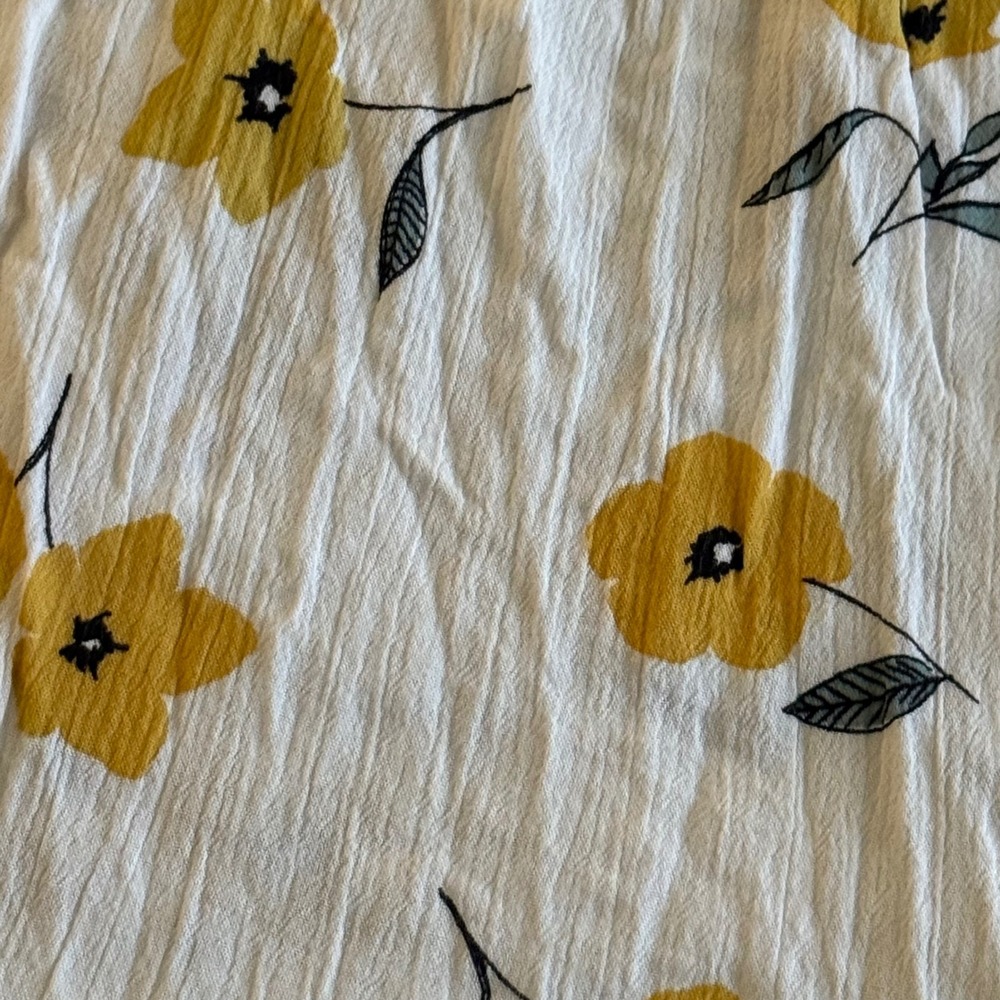 Billabong Womens Yellow Floral Smocked Tie Shoulder Romper White Size Medium - Picture 5 of 7